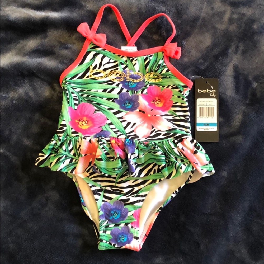 bebe Infant Swimsuit Ruffle One-Piece - Picture 2 of 6